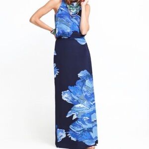 Tibi silk maxi with floral print and keyhole